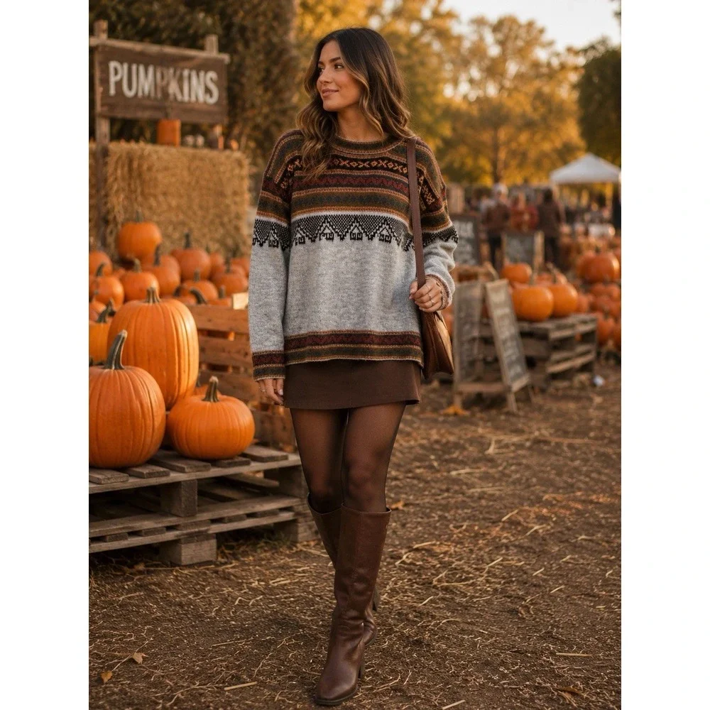Alpaca Collection Aztec Southwestern Sweater Medium Festival Fall